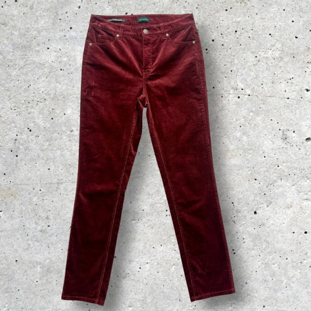 Talbots Corduroy Pants High Waist Five Pocket Straight Leg Pants Burgundy Wine 4